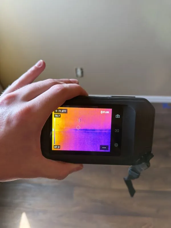 Thermal camera check for hidden moisture